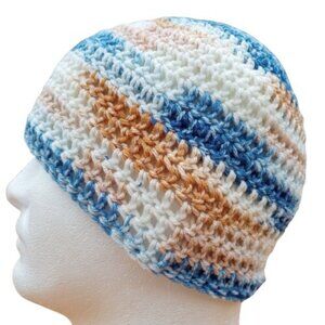 Men's Head Hugger Beanie Hat Handmade Surf's Up Crochet Womens Hiking Outdoors L